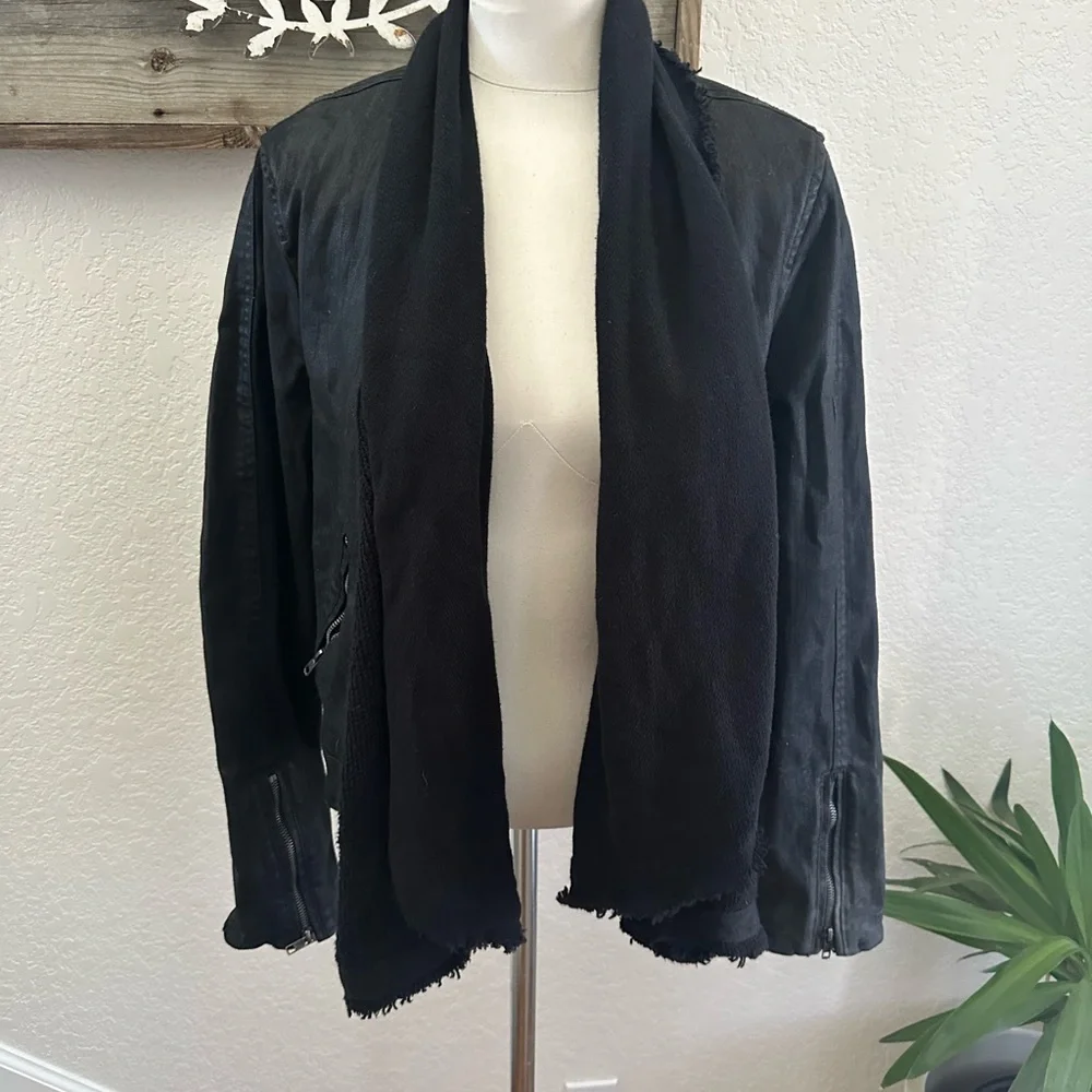 Free People Drape‎ Front Coated Jacket Black ladies size 12 - Picture 2 of 13